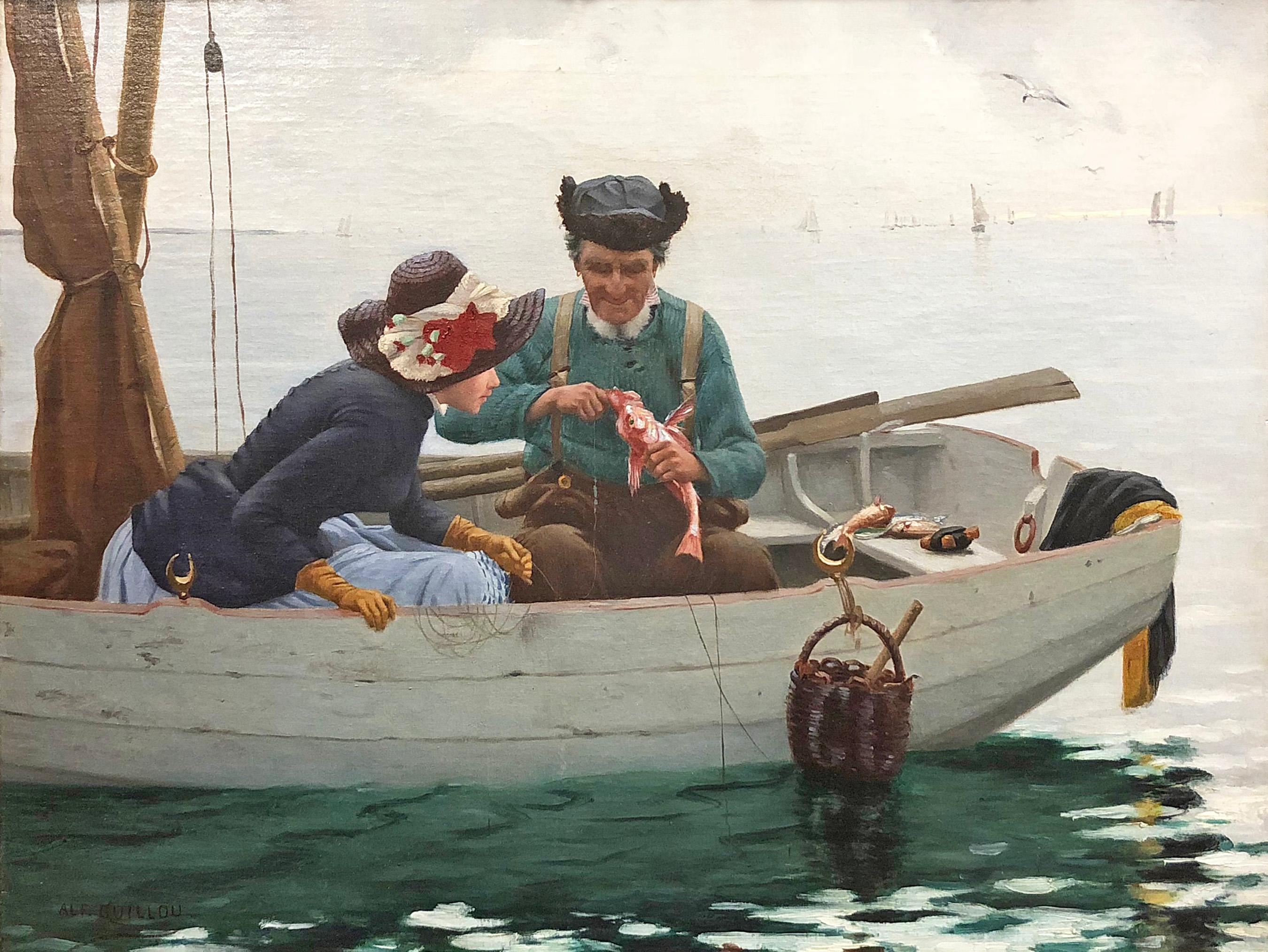 Alfred Guillou Animal Painting - A Fresh Catch