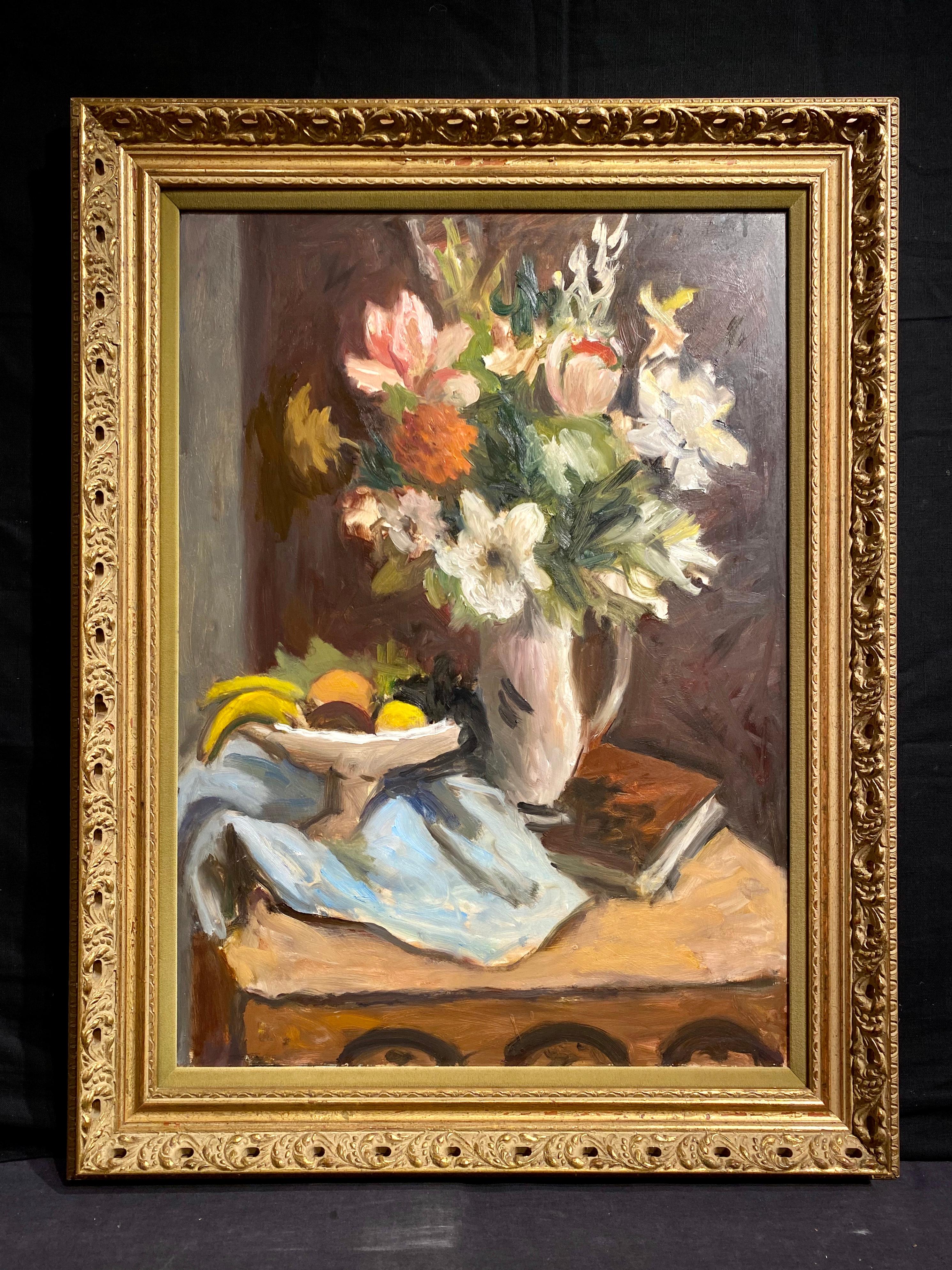 Still Life of Flowers and Fruit - Painting by Wallace Herndon Smith