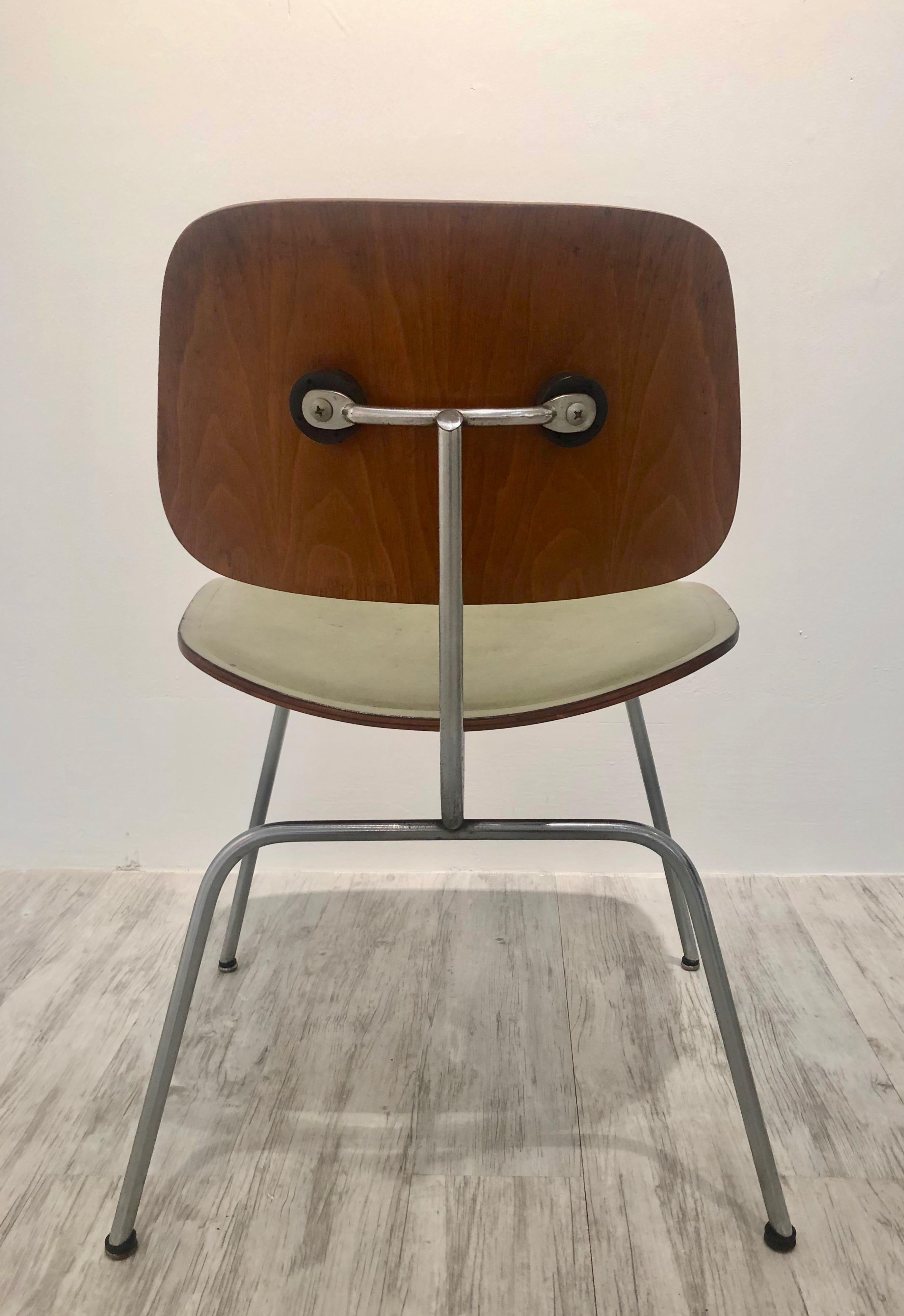 ONE OF A KIND CUSTOM SAGE GREEN LEATHER DCM CHAIR - American Modern Art by Charles and Ray Eames
