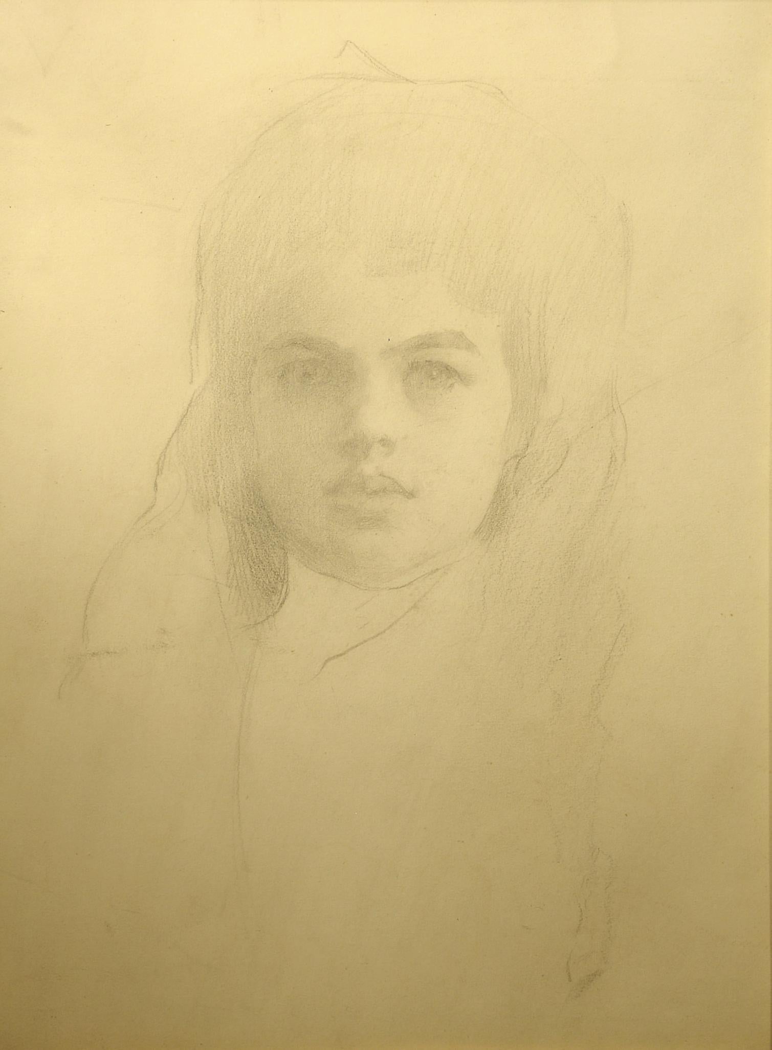 "Portrait of a Girl," attrib. to Edmund Tarbell, graphite, portrait, 1900-1910