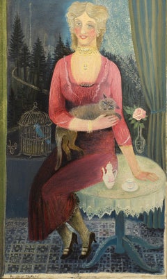 "Die Sängerin," Dorothea Stefula, illustration, acrylic, figurative, ca 1950-60