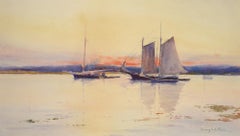 Antique "End of Day" Henry Webster Rice, circa 1880-1890, realist, landscape, sailing