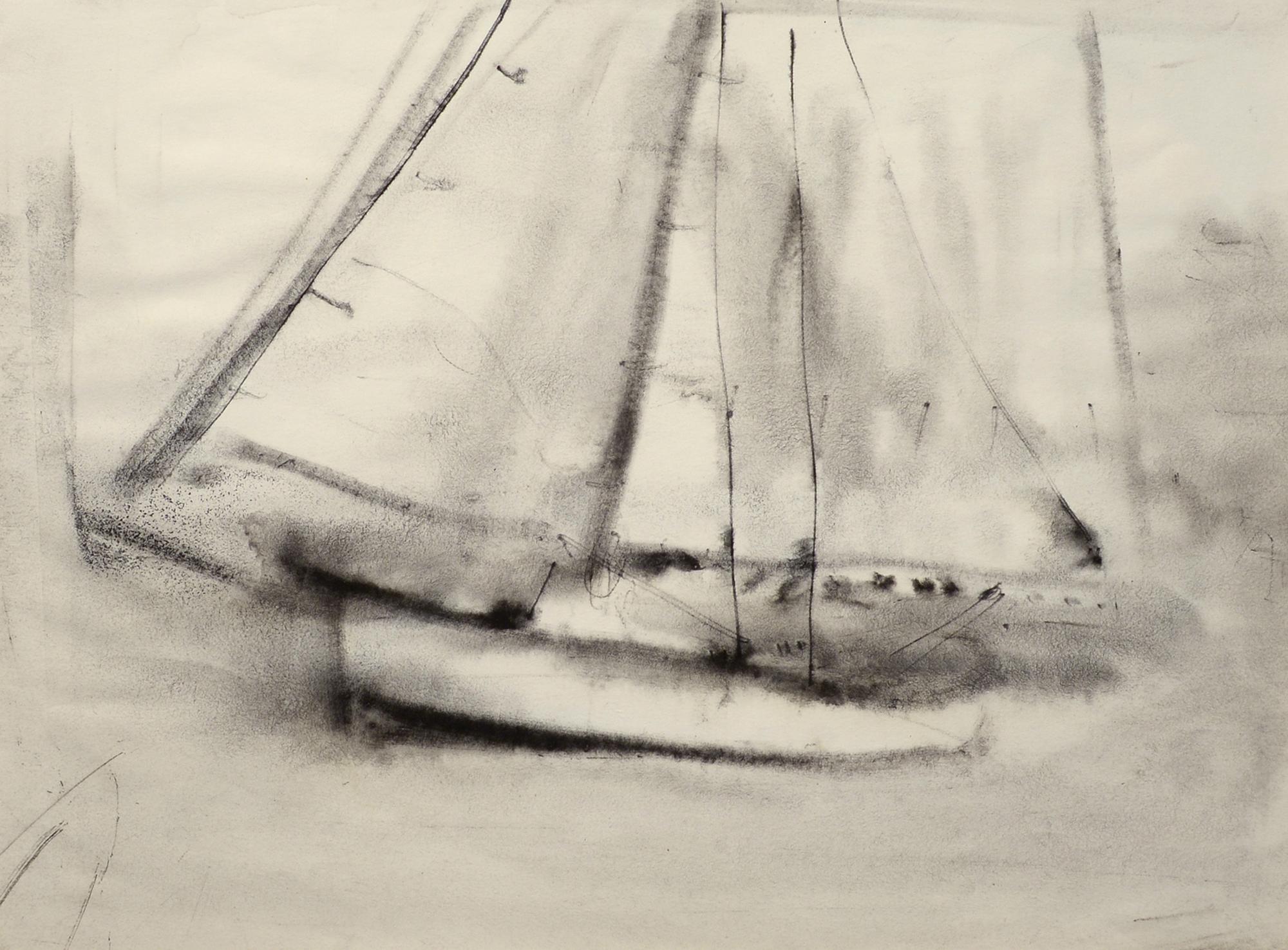 "Sailing II, " William Thon, charcoal, modern, 20th century