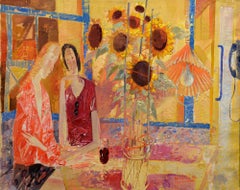 " La salle du petit-déjeuner ":: Giedrius Kazimierėnas:: huile:: figuratif:: moderne:: tournesols