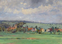 "French Village, " Impressionist, landscape, oil, late 19th century