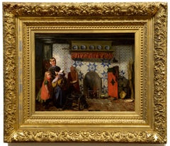 "Friesian Interior, " Sipke (Cornelis) Kool, Dutch, Oil, Realist, Genre Painting