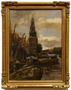 "Along the Canal, Amsterdam, " Hendrik Cornelis Kranenburg, Sr., Impressionist