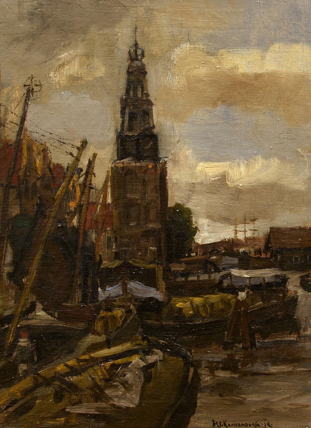 "Along the Canal, Amsterdam, " Hendrik Cornelis Kranenburg, Sr., Impressionist