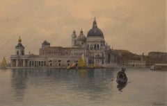 Santa Maria della Salute at Dusk, Venice, Italy, Eugenio Benvenuti, watercolor