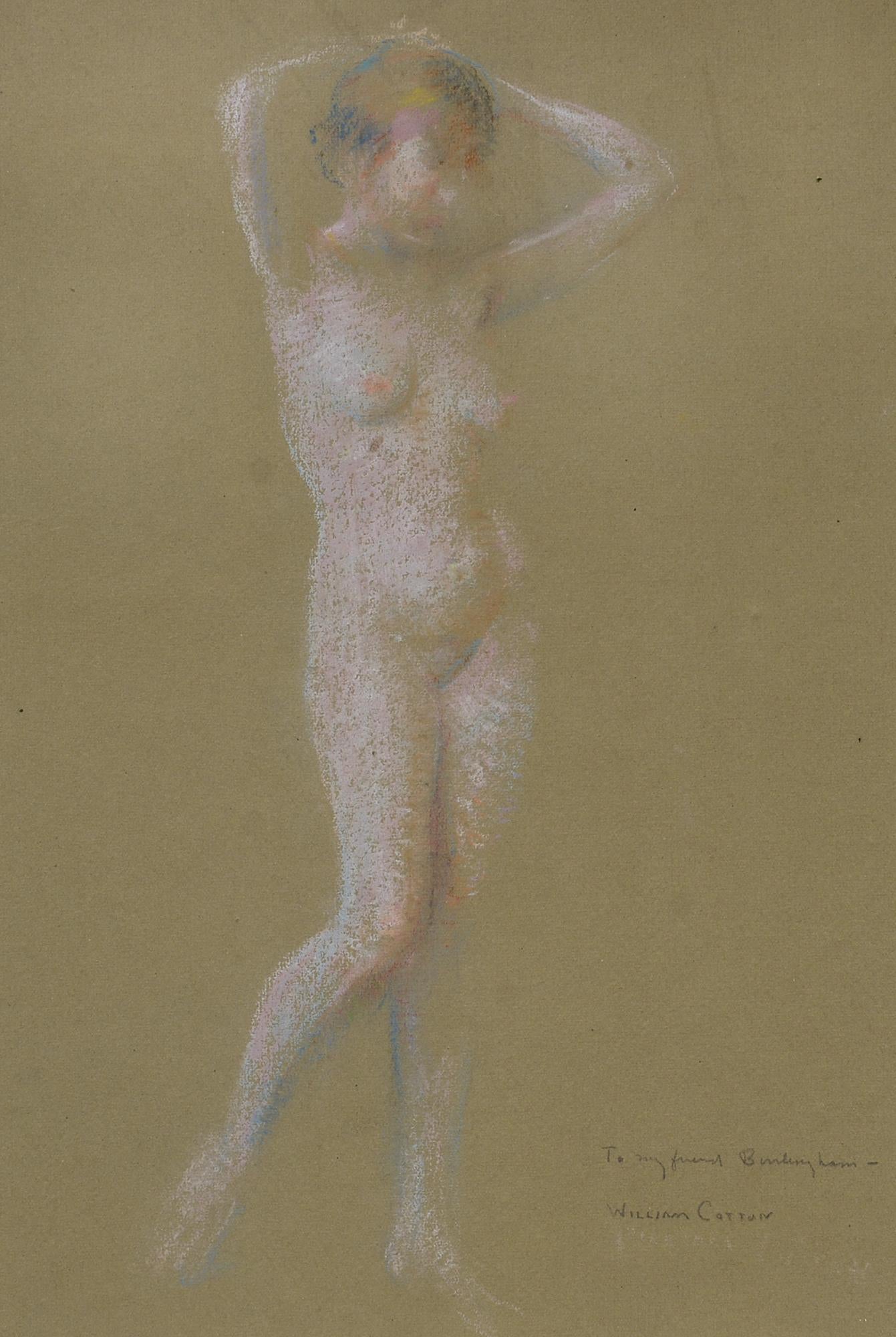 Nude William Cotton - Nu debout, pastel, figure, illustrateur pour Vanity Fair et le New Yorker