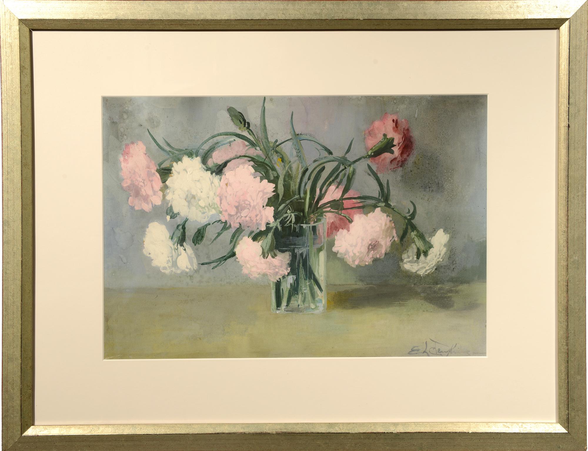 Still Life with Carnations, Watercolor, 19th Century American, California