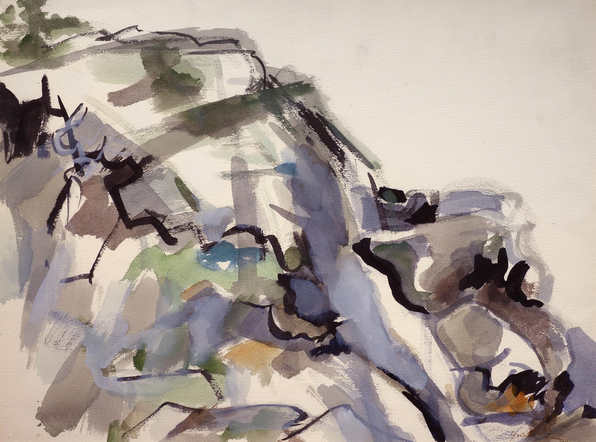 Yolanda Fusco Landscape Art – Whitehead, Monhegan Island, Maine, Landschaft, Meereslandschaft, Küstenlandschaft, Aquarell
