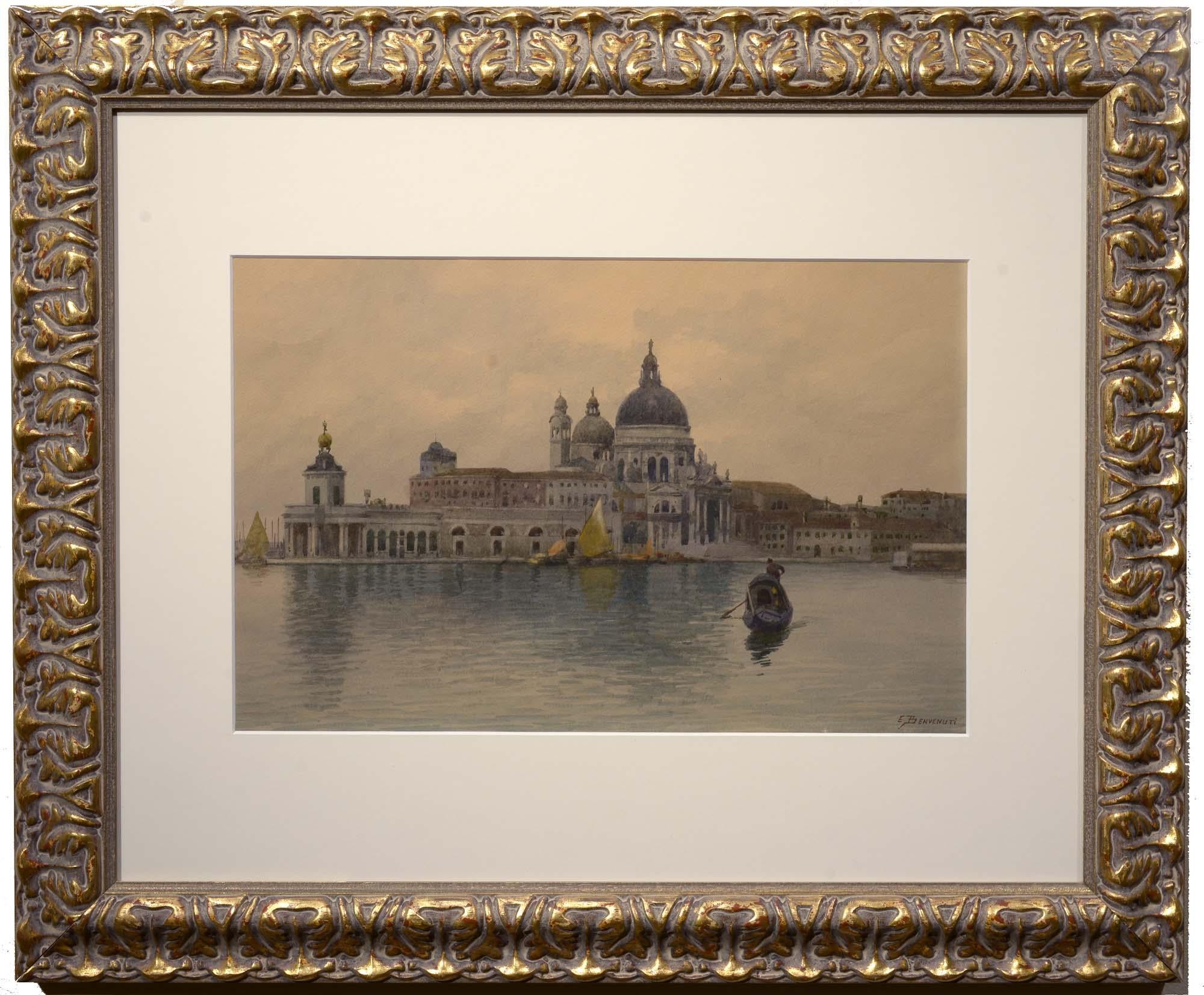 From the Grand Canal to the Doges Palace, the gondoliers to the lagoons, Benvenuti focused on painting the city of Venice, which makes up the majority of subject matter within his works. With his precise brushwork and attention to detail, Benvenuti