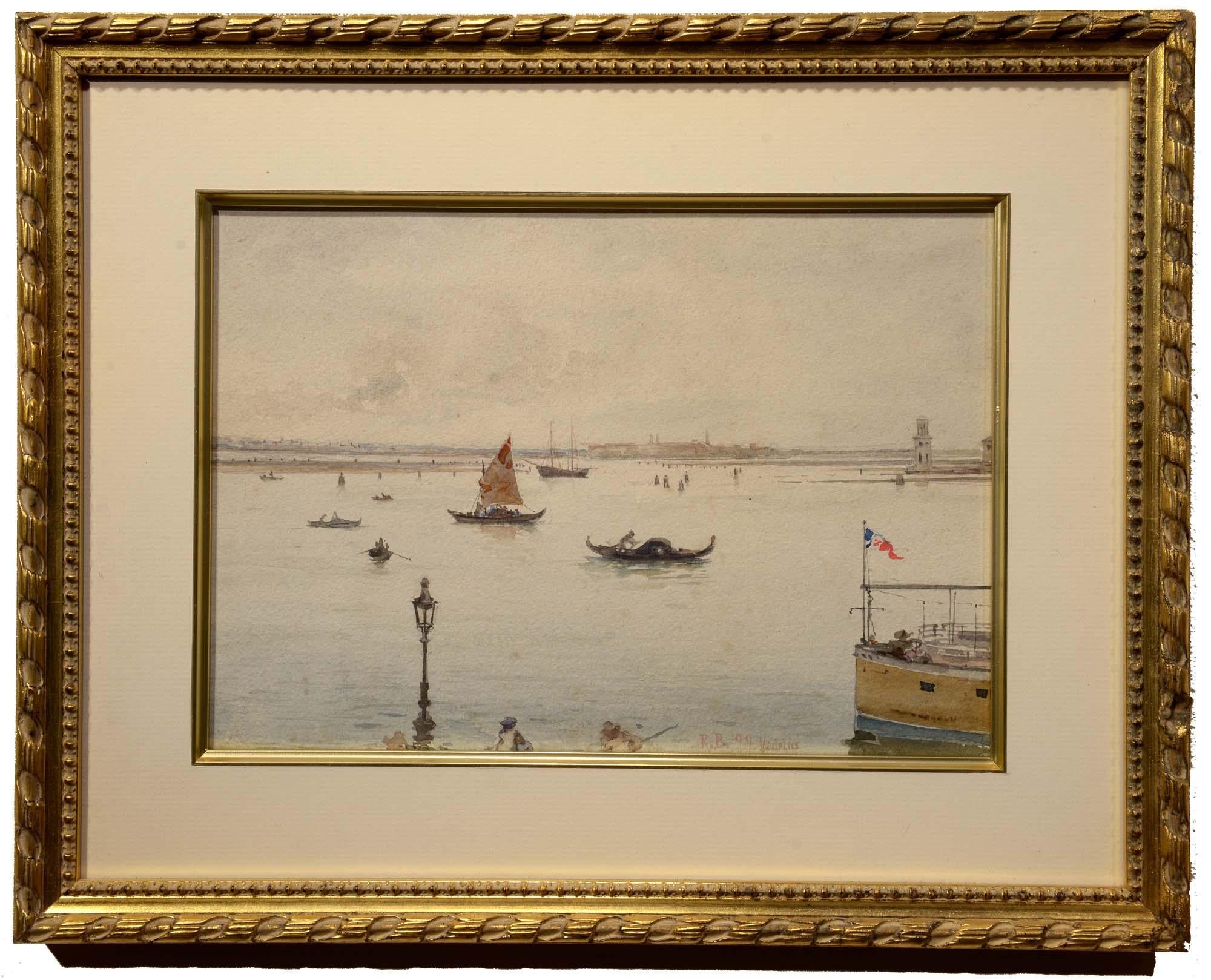 Venetian Lagoon, 1899, Venice, Italy, Realist, Watercolor - Art by Rudolf Bernt