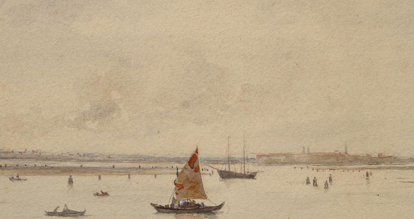 Venetian Lagoon, 1899, Venice, Italy, Realist, Watercolor For Sale 2