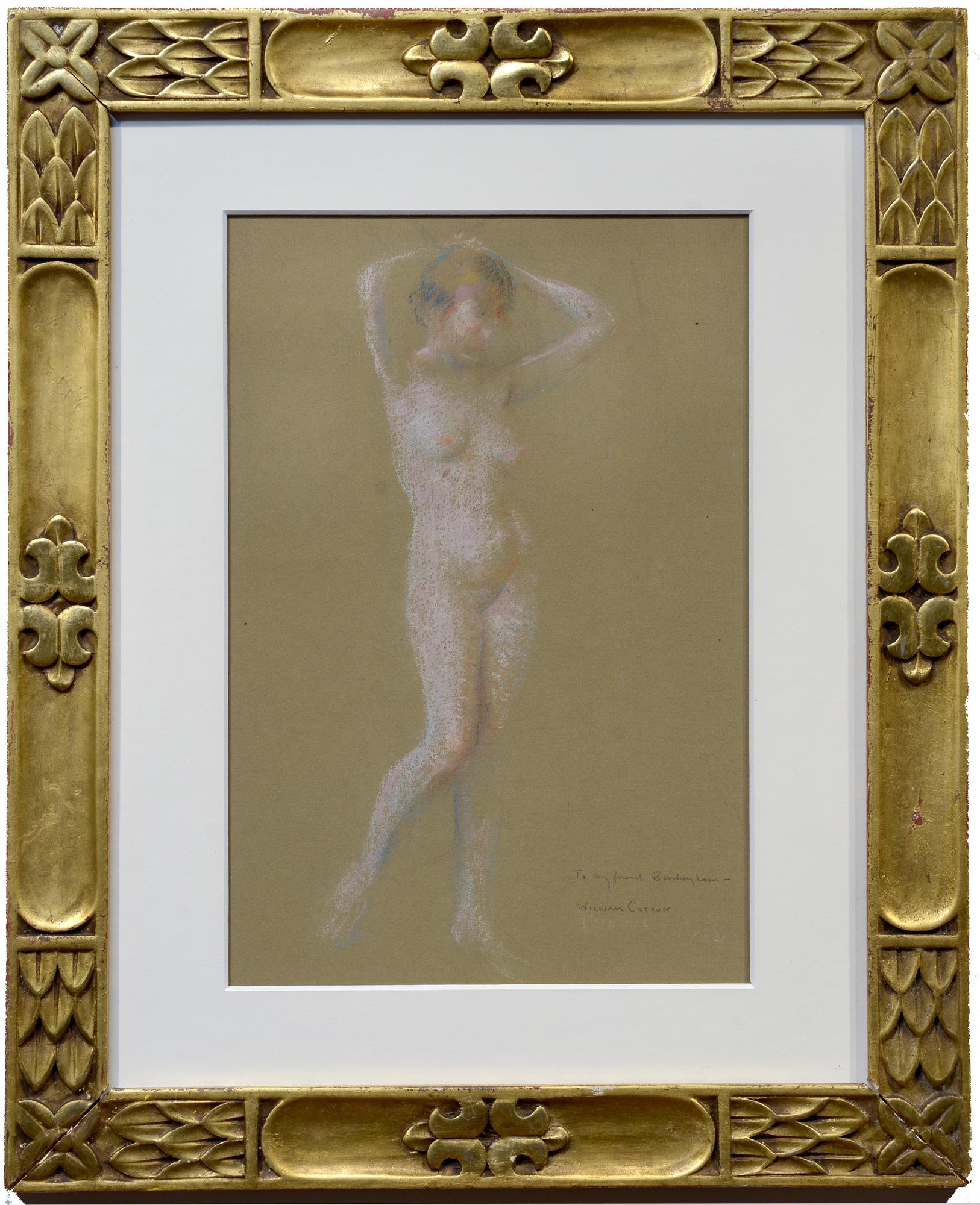 Standing Nude, Pastel, Figure, Illustrator for Vanity Fair and the New Yorker - Impressionist Art by William Cotton