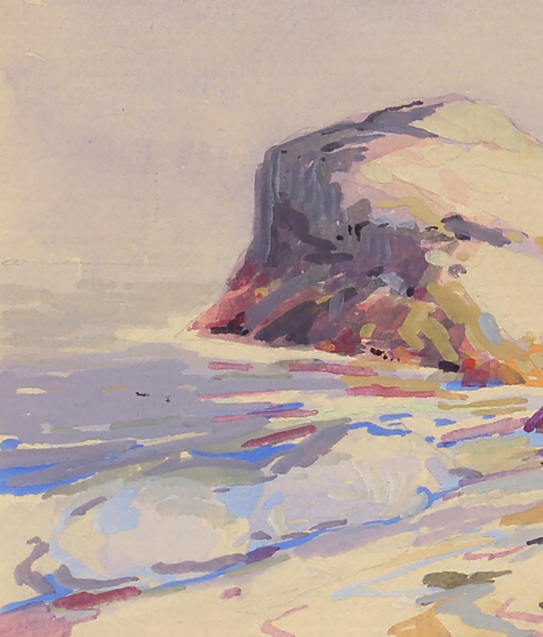 Monhegan, Boars Head, Gull Rock, Costa del Maine, Artist Coloni, Acquerello, Gouache in vendita 1
