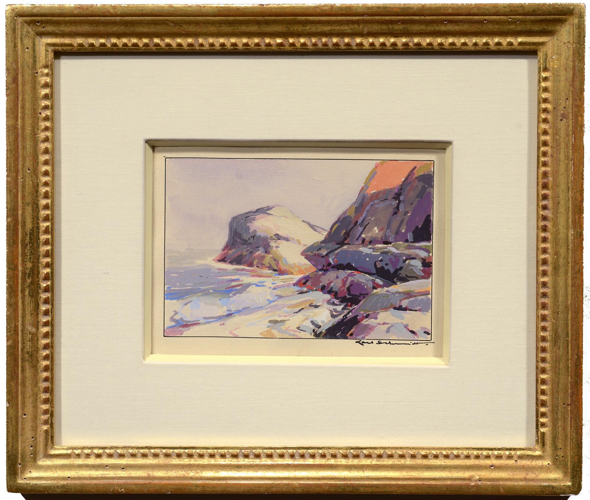 Monhegan, Boars Head, Gull Rock, Costa del Maine, Artist Coloni, Acquerello, Gouache in vendita 2
