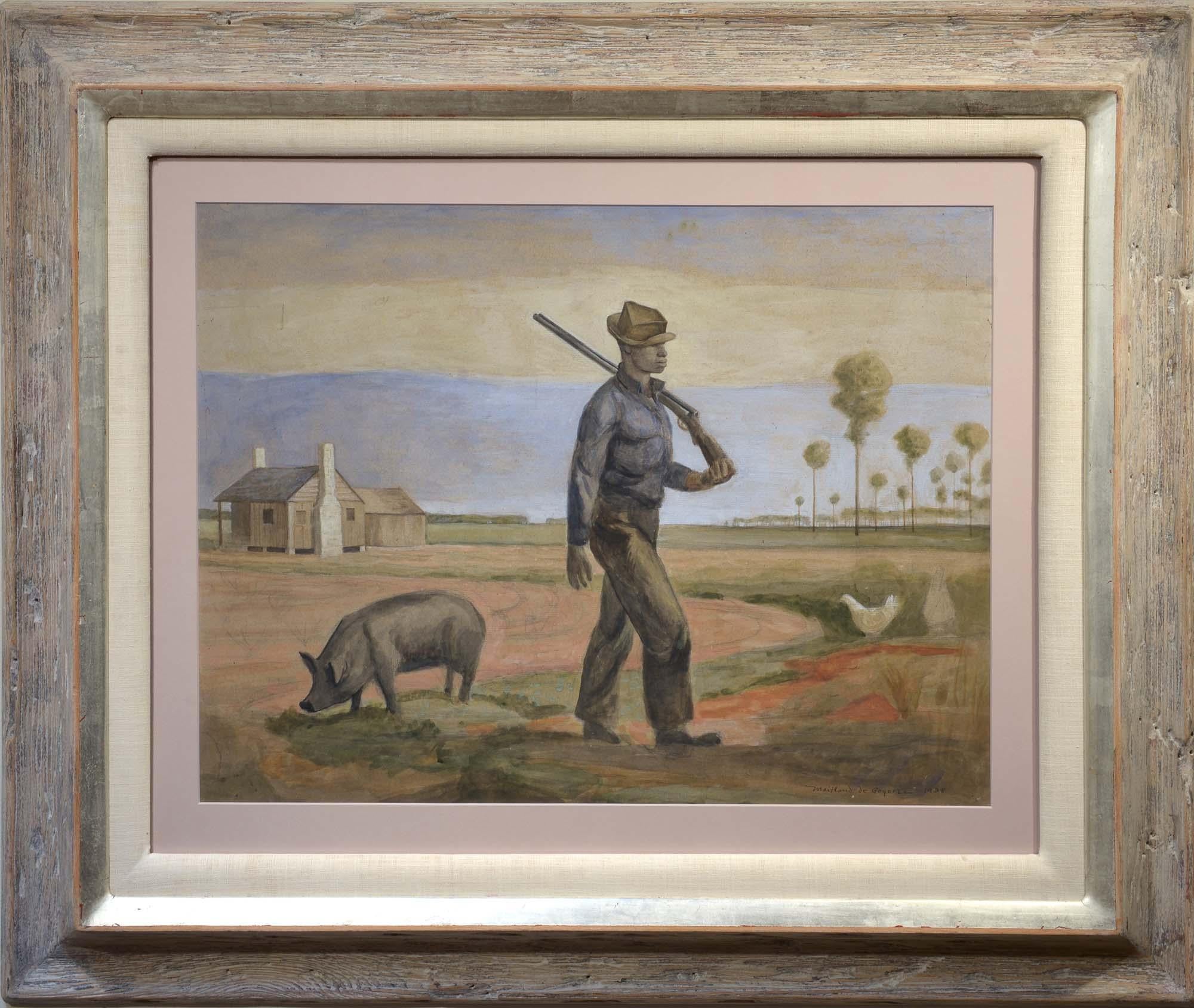 On the Farm, Animals, Hunter, Figure, the Carolinas, American Realism - Art by Maitland de Gogorza