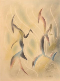 "Dance," Rudolf Von Huhn, abstract, mixed media, 1946