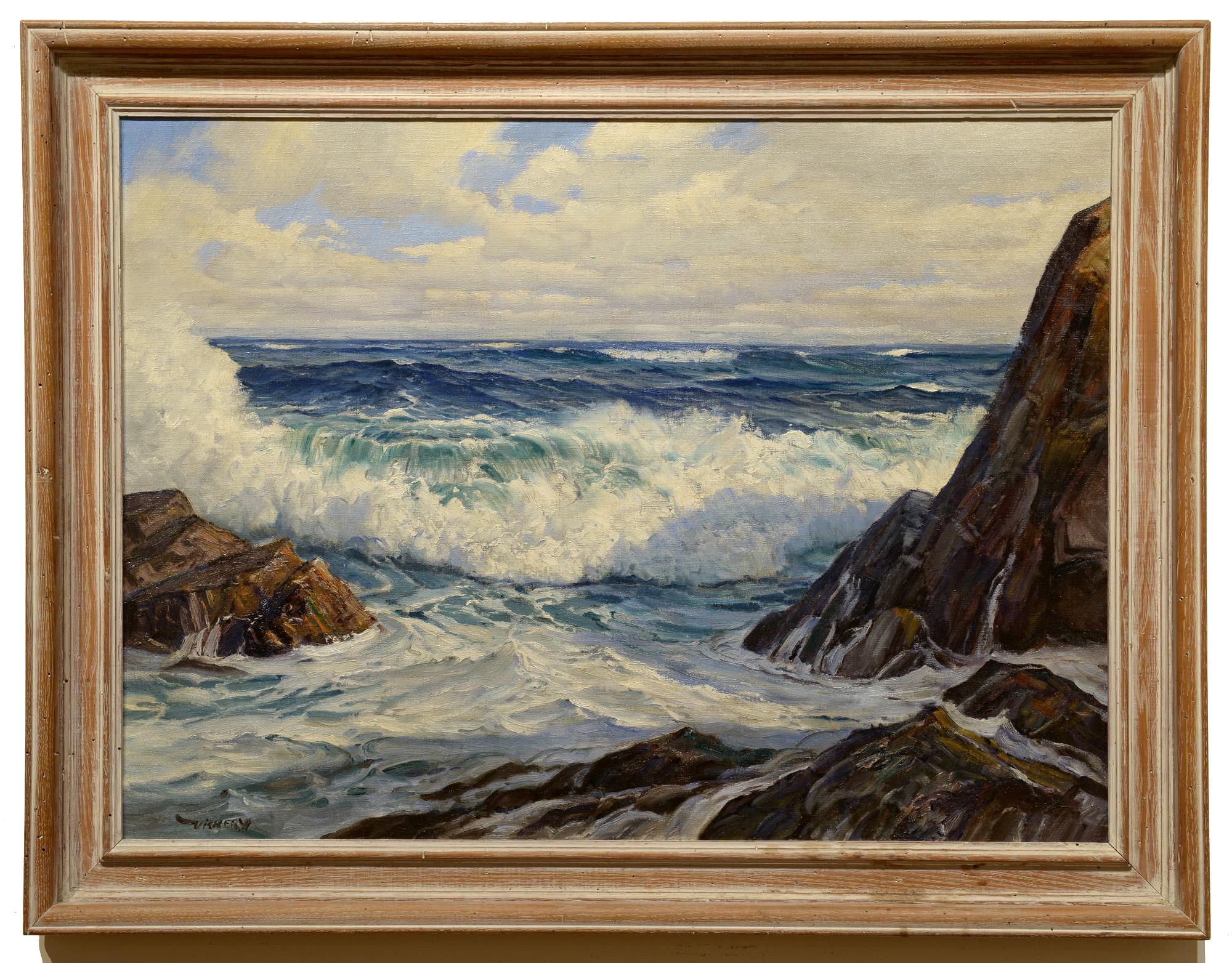 Crashing Surf, Maine Coast - Painting by Charles Bridgeman Vickery