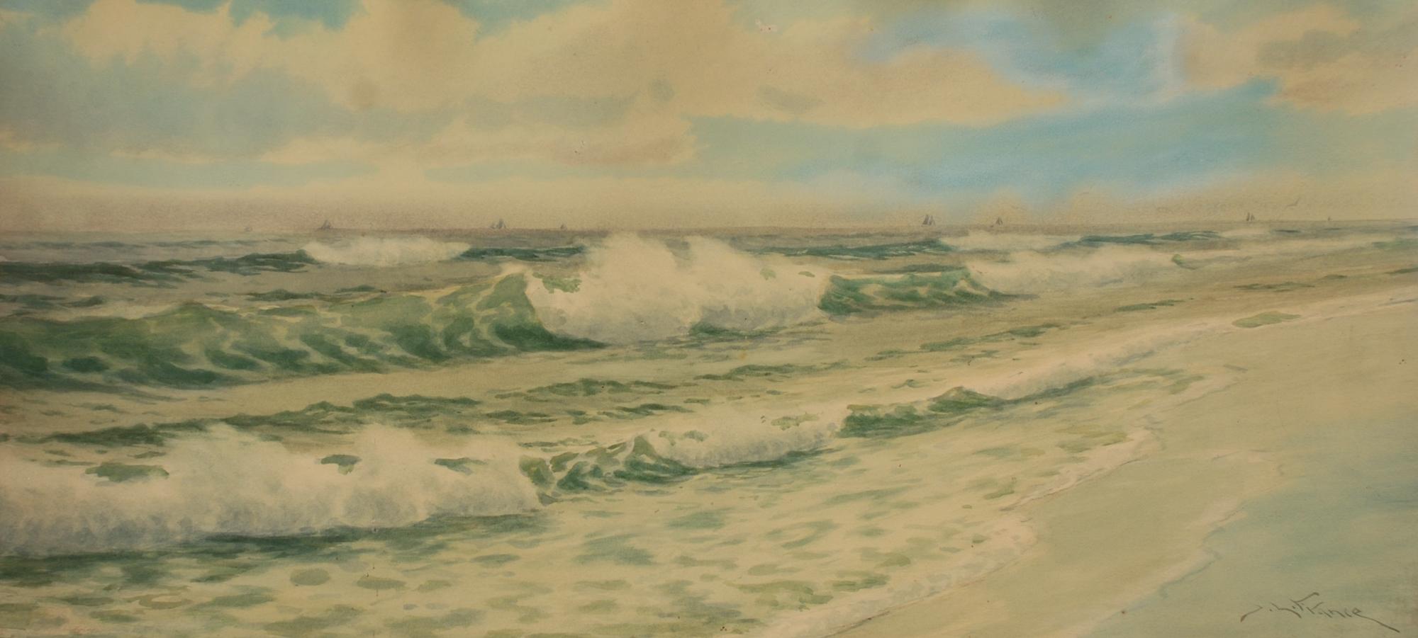 "Rolling Seas," Jesse Leach France, watercolor, gouache, seascape, impressionist