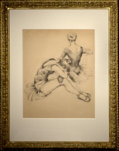 "At Rest, " French Impressionist, 19th century, charcoal, dancers, ballet