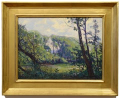 "Along the River, " Shirley Barrick, oil, landscape, impressionist, ca 1920-30