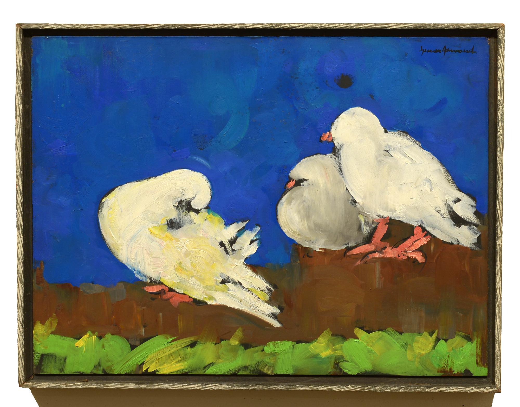 Three Birds - Painting by Gesner Armand