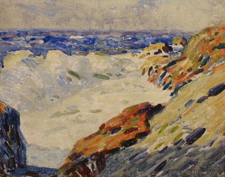 "Blue Seas," Whitney Hubbard, oil, impressionist, seascape, ca 1920-30 - Painting by Whitney Hubbard