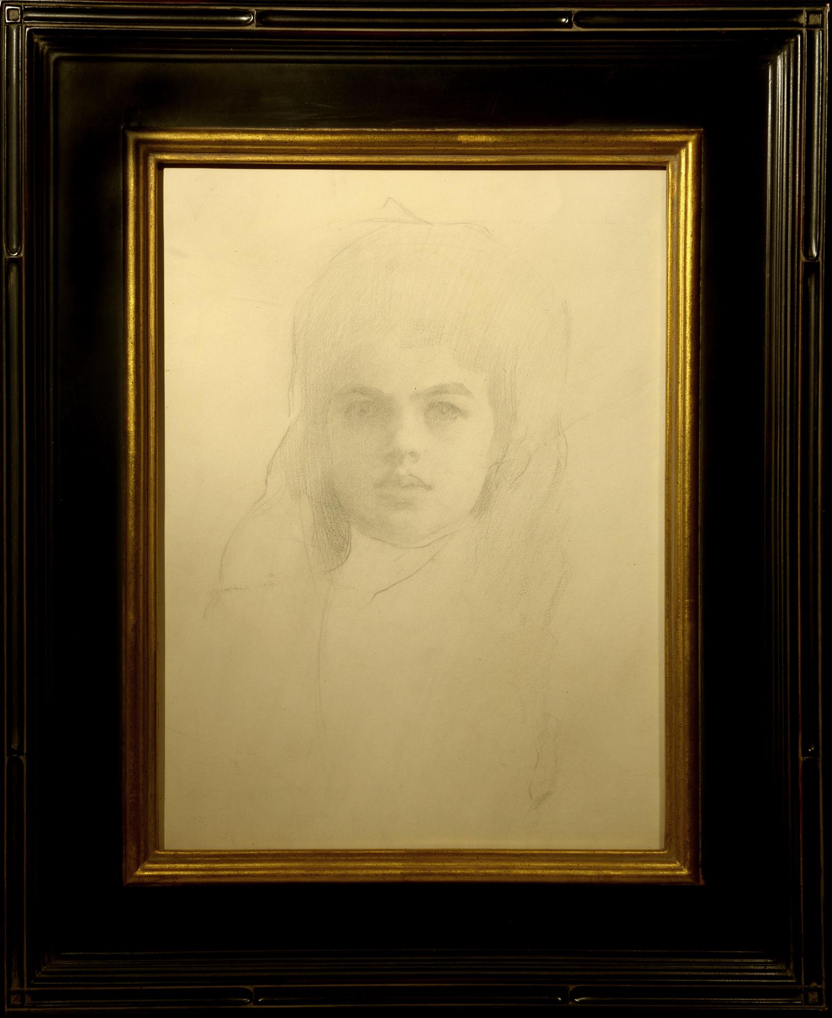 « Portrait d'une fille », attribué à Edmund Tarbell, graphite, portrait, 1900-1910 - Impressionnisme Art par (Attributed to) Edmund Tarbell