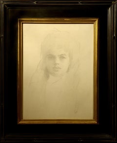 "Portrait of a Girl, " attrib. to Edmund Tarbell, graphite, portrait, 1900-1910