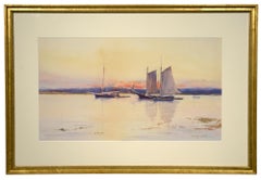 "End of Day" Henry Webster Rice, circa 1880-1890, realist, landscape, sailing