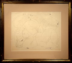"Three Graces, " Jose de Creeft, ink on paper, modern, figurative art, ca 1930's