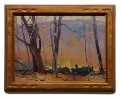 "Woods Team, Varysburg, " Roy Martell Mason, impressionist landscape oil painting