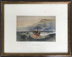 Antique Untitled Seascape: Man At Sea