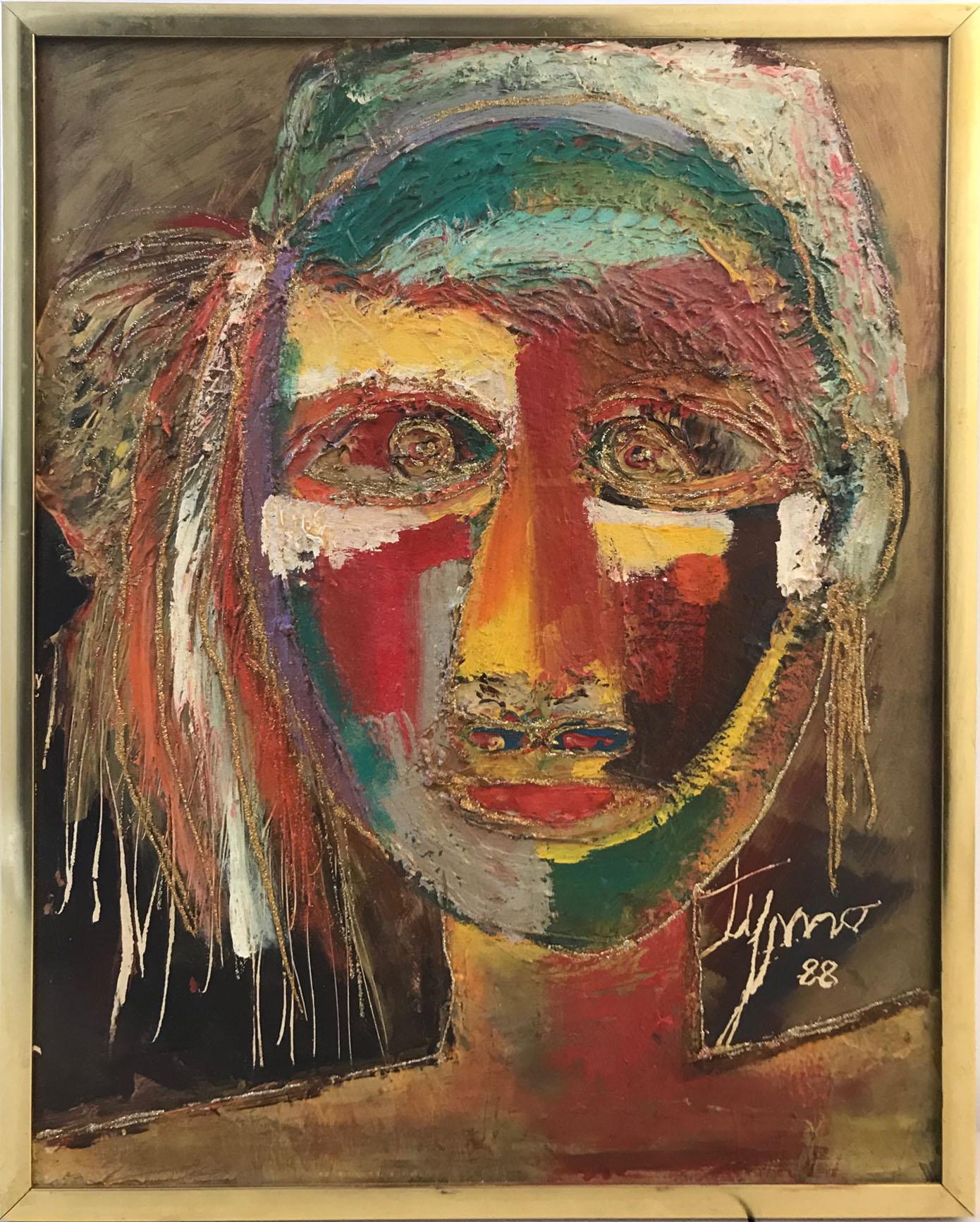 Timothee Pierre (Tymo) Portrait Painting – Indisches afrikanisches Gesicht Frau