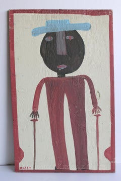 (Man in red pants and blue hat - self portrait by Mose Tolliver )