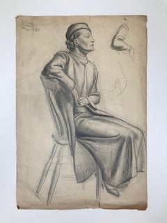 Untitled: 1930s Drawing Of  A Seated Woman