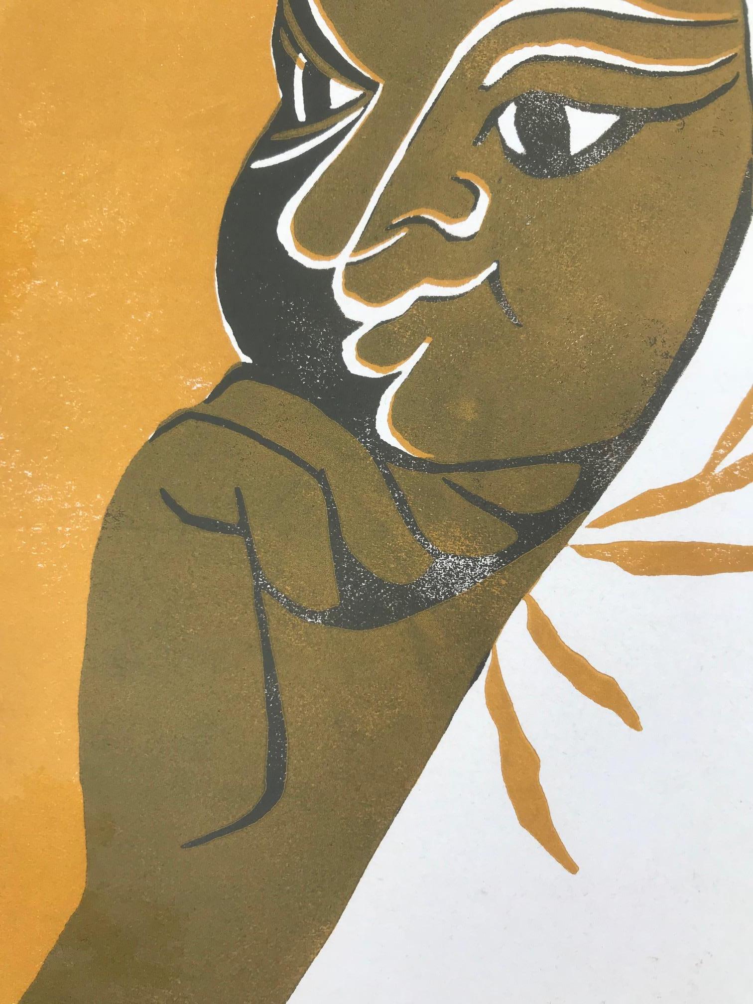 Goldy 1 (édition 76/100) - Abstrait Print par Tassow Brhanu