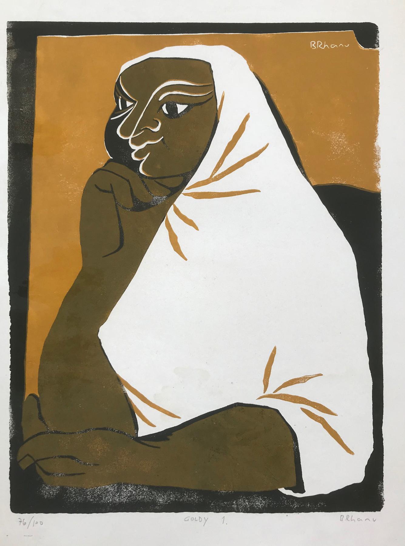 Tassow Brhanu Abstract Print - Goldy 1 (Edition 76/100)