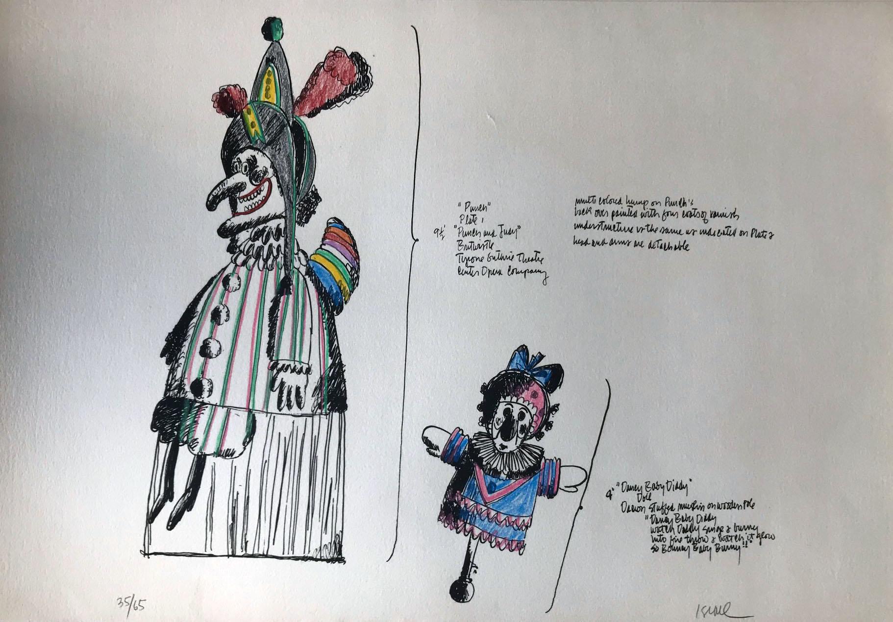 Robert Israel Figurative Print - Punch and Daney Baby Diddy (From Punch & Judy, Seven Hand Colored Lithographs)