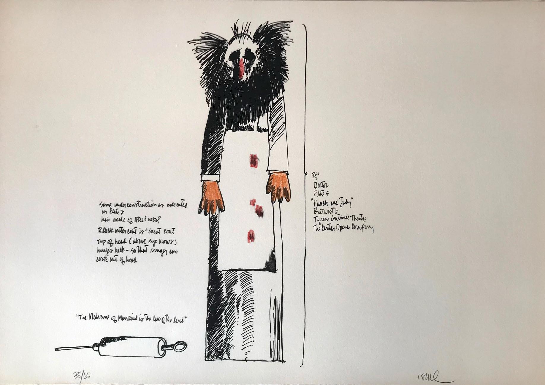 Figurative Print de Robert Israel - Doctor: Edición 35/65 (De Punch & Judy, siete litografías coloreadas a mano)