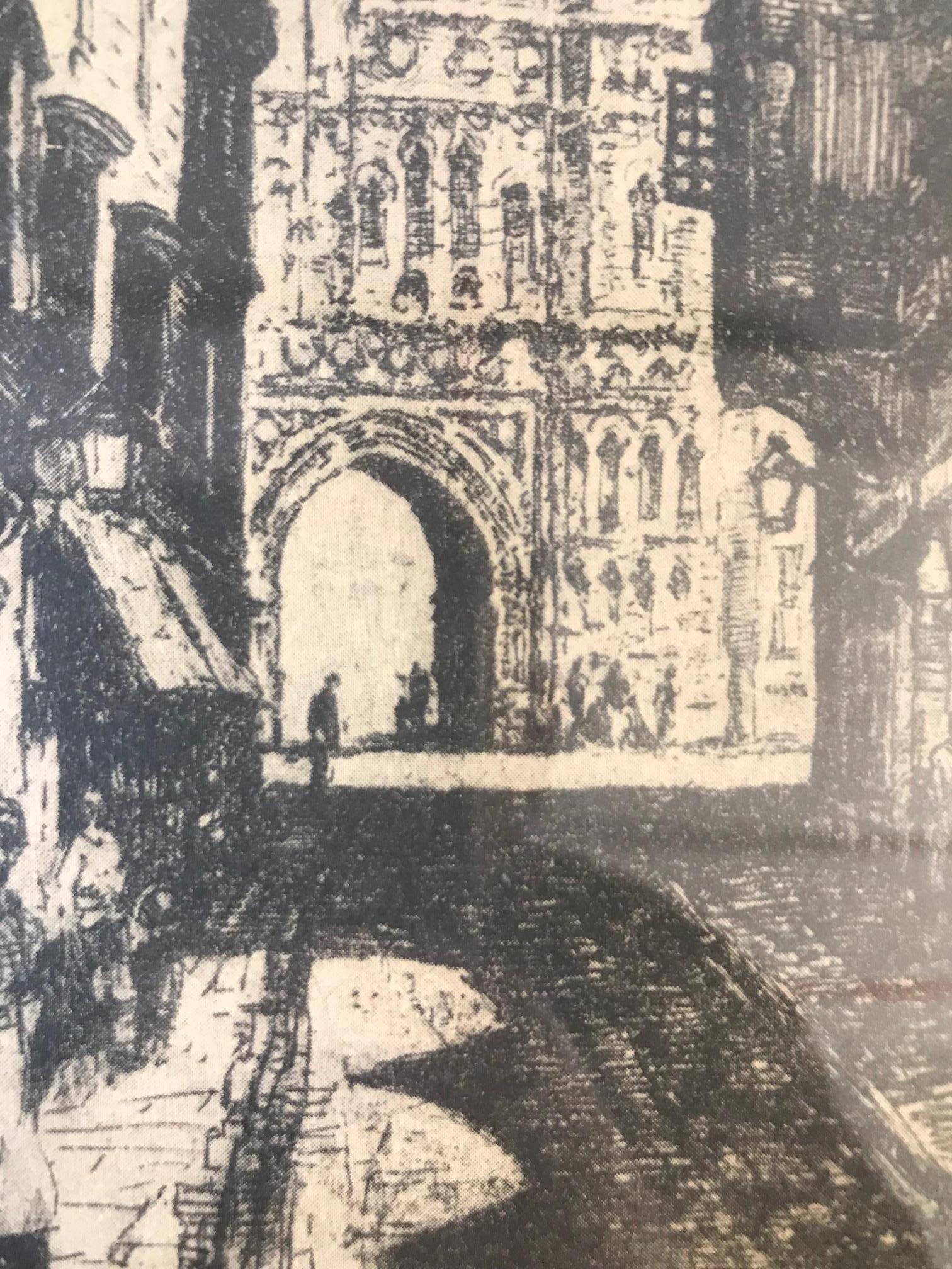 Canterbury Gate Cathedral - Gray Abstract Print by Preston Cribb