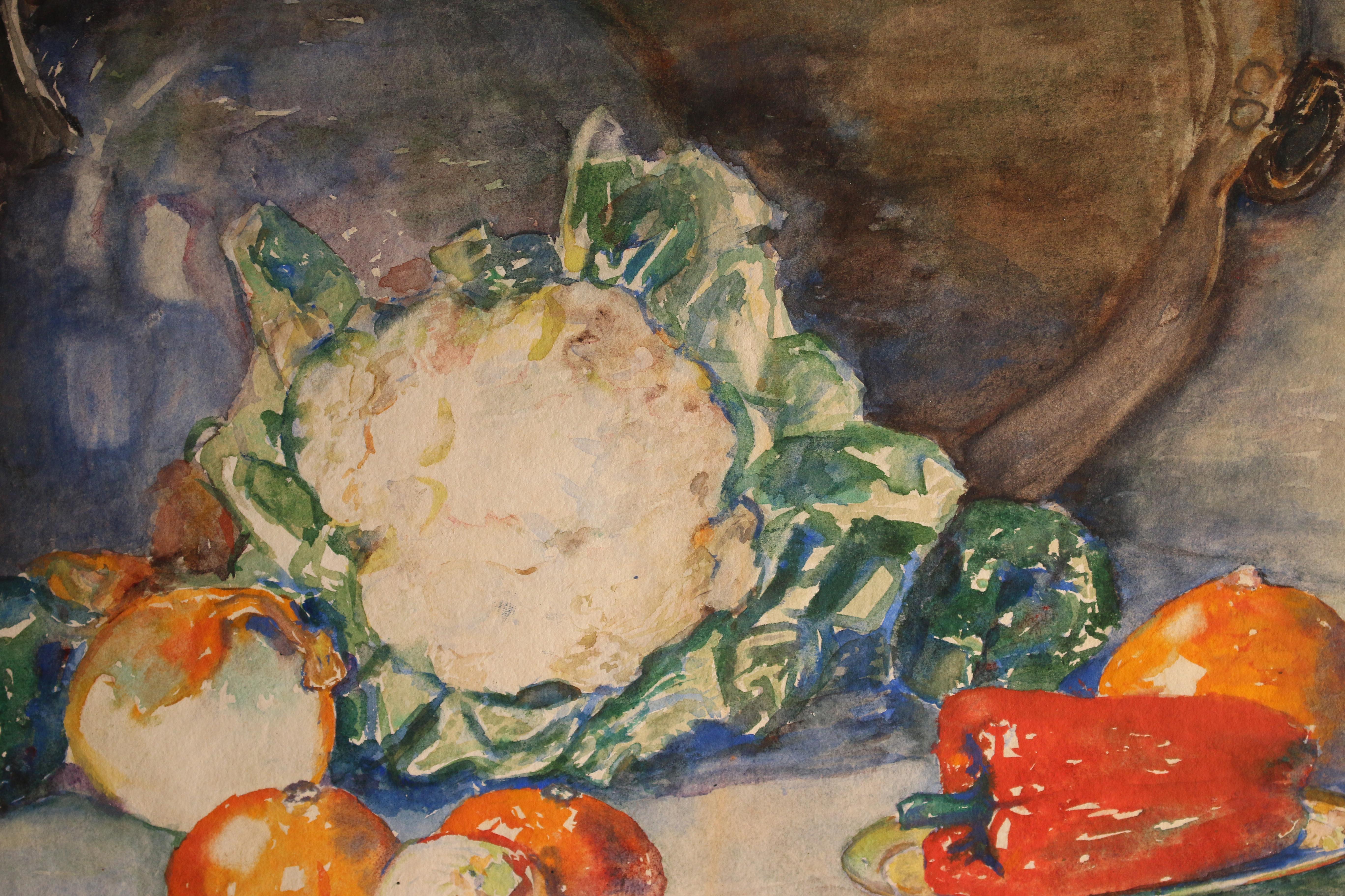 Untitled: Still Life with Cauliflower, Orange and Pepper - Academic Art by Unknown