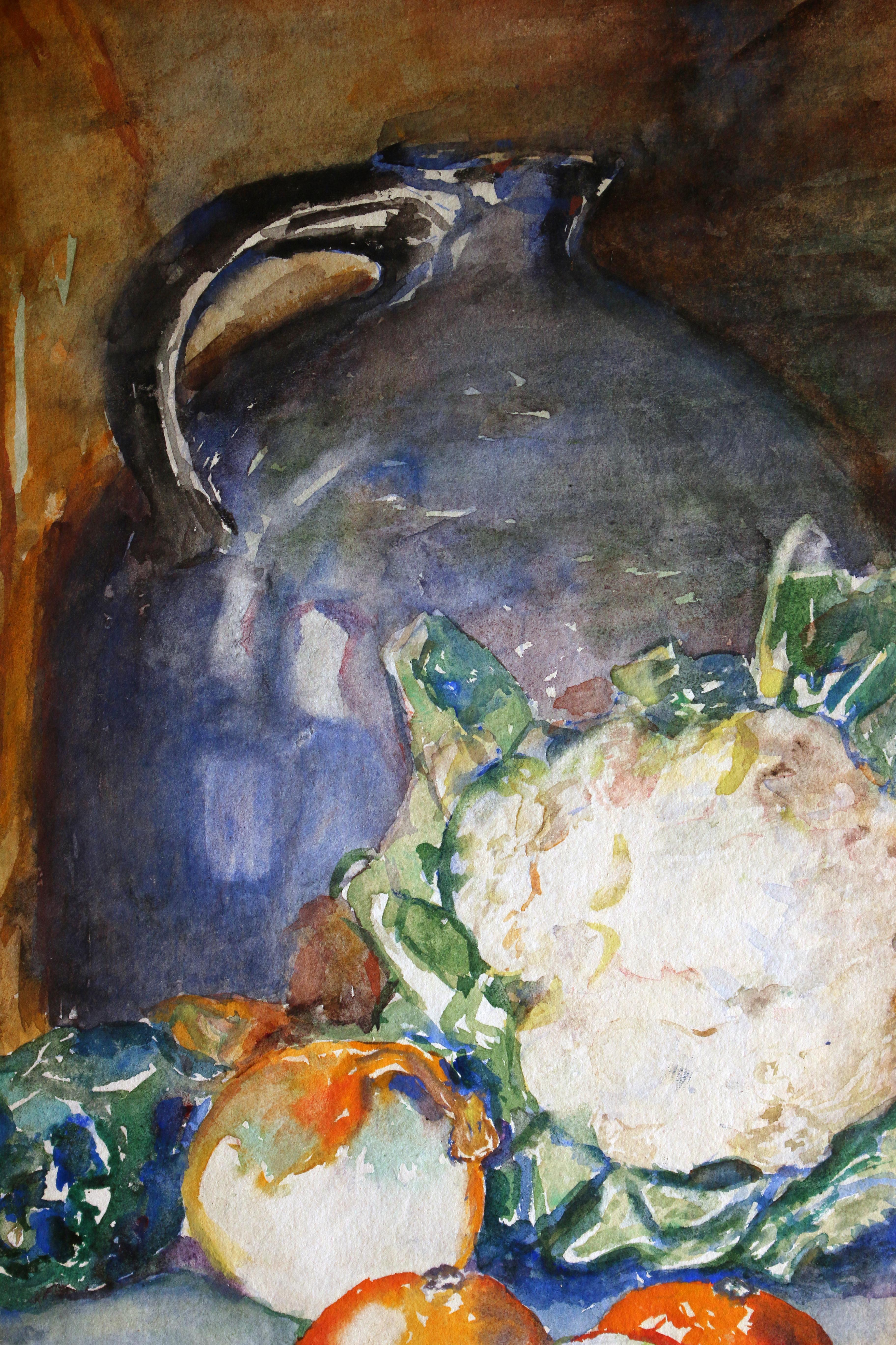 Untitled: Still Life with Cauliflower, Orange and Pepper - Art by Unknown