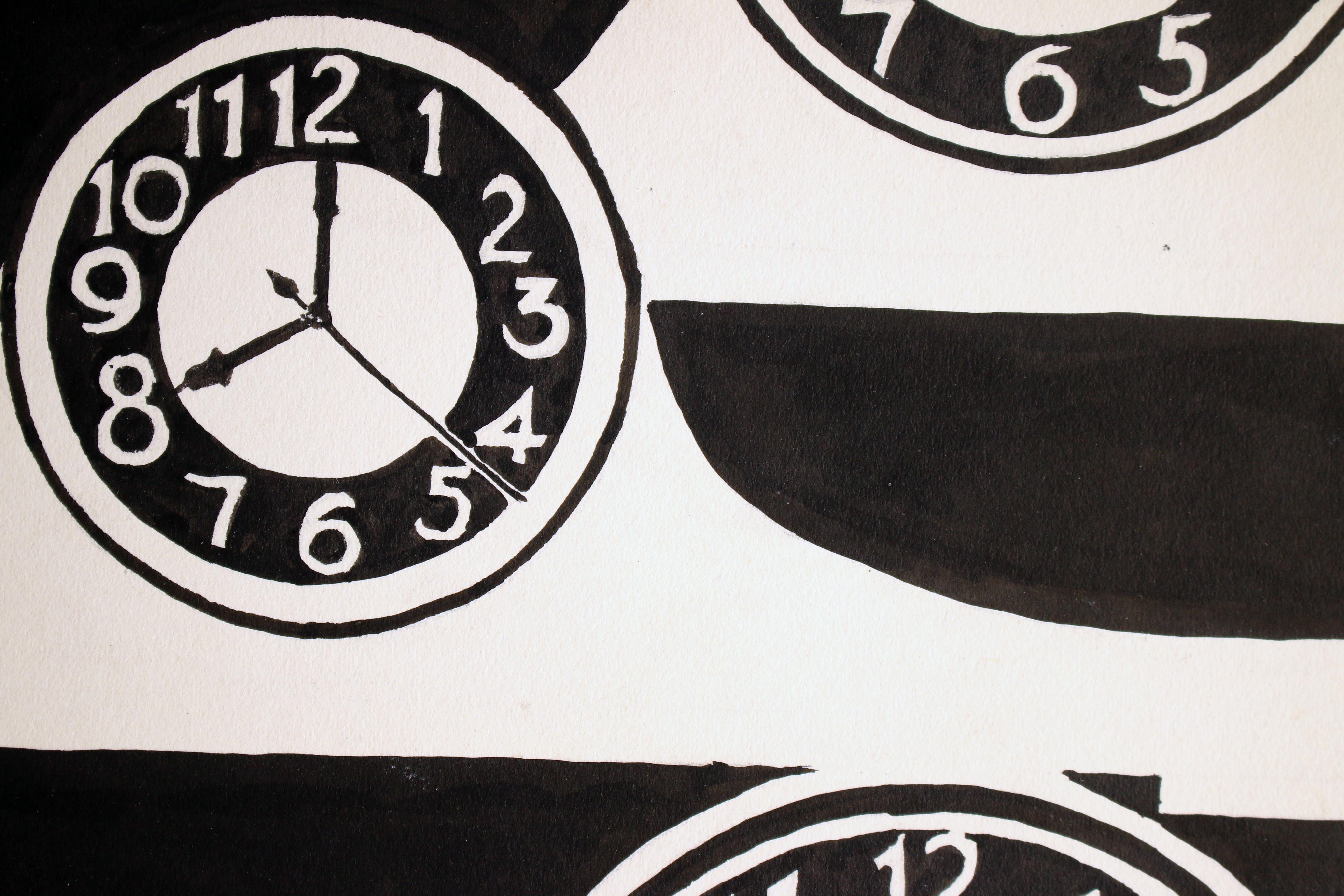 Untitled: Clocks 1 (2nd Year in Black) - Art by M Finke