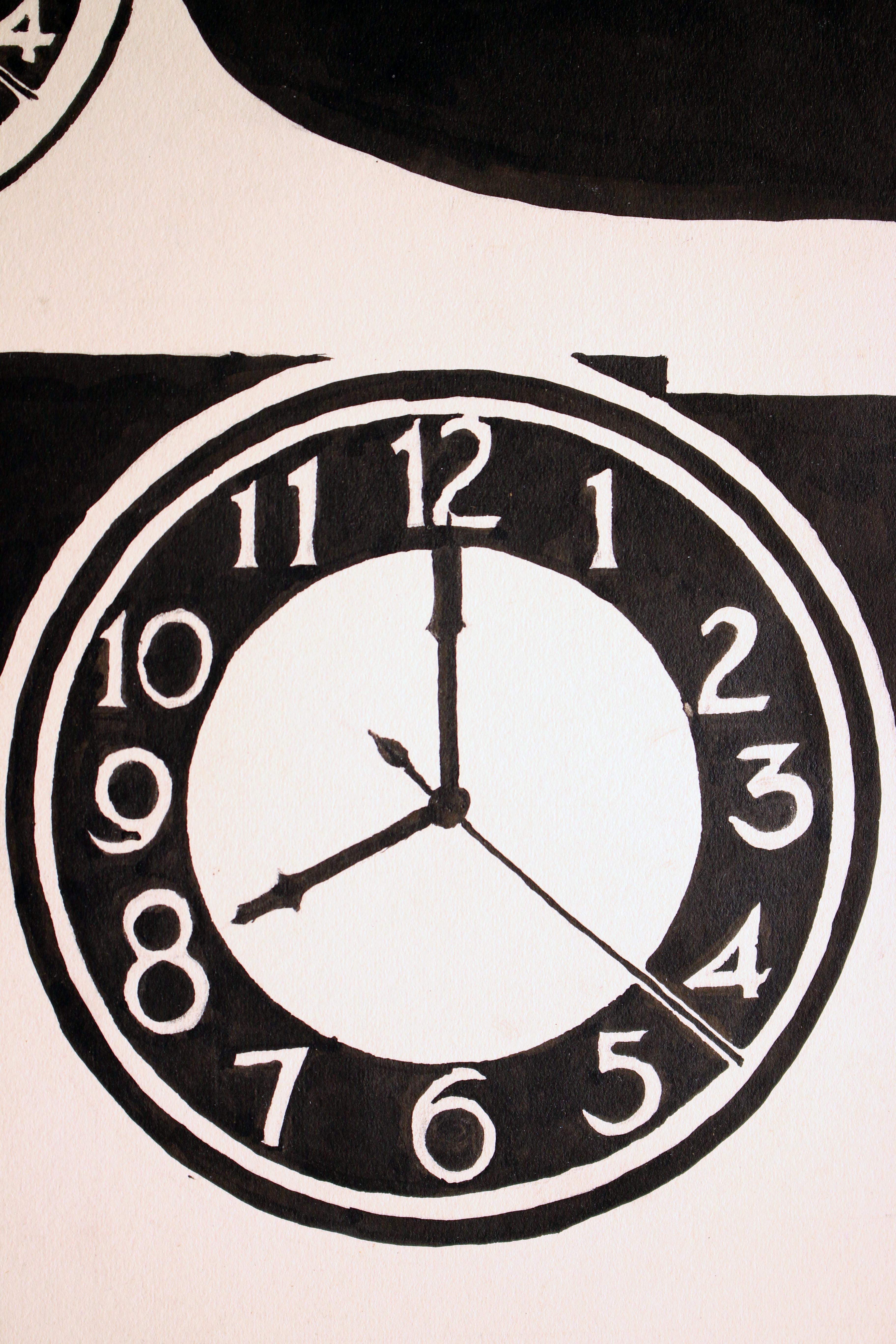 Ohne Titel: Uhren 1 (2. Jahr in Schwarz) (Moderne), Art, von M Finke