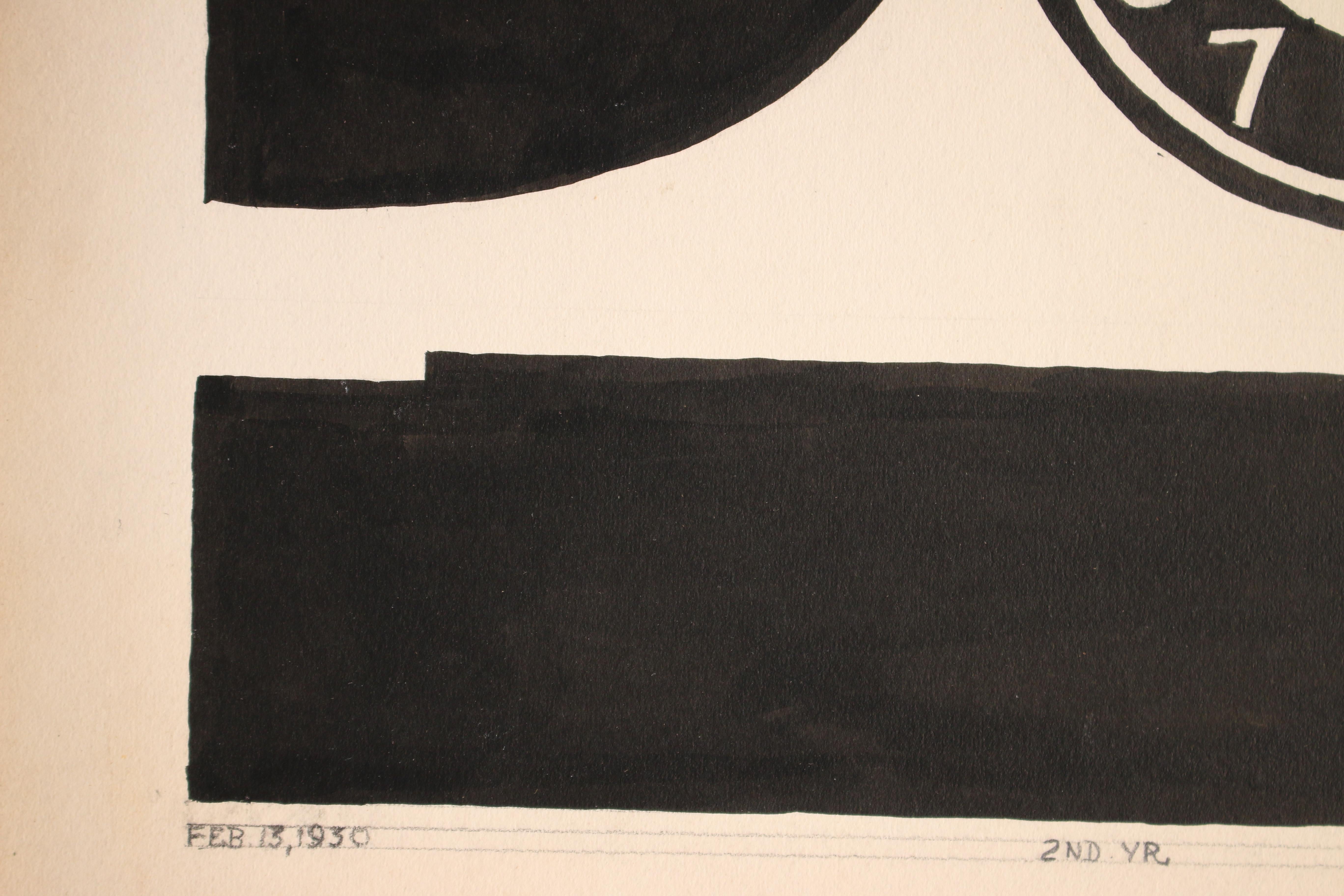 Ohne Titel: Uhren 1 (2. Jahr in Schwarz) (Grau), Abstract Drawing, von M Finke