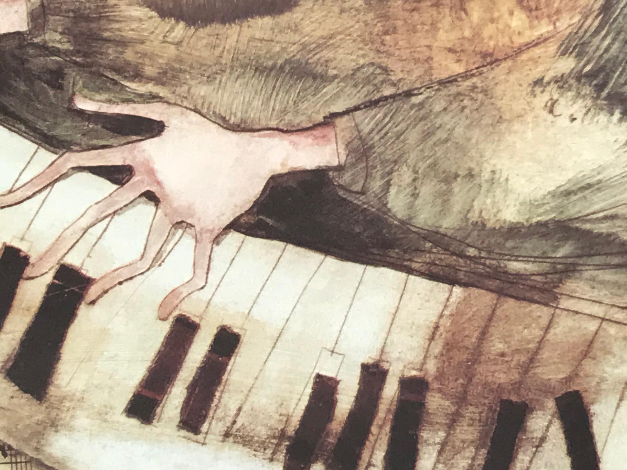 Zwei Musikanten (Grau), Abstract Print, von Rosina Wachtmeister